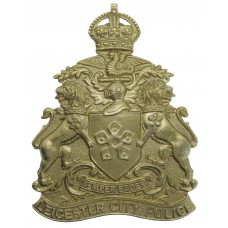 Leicester City Police White Metal Helmet Plate - King's Crown