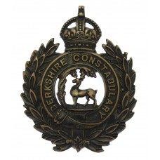 Berkshire Constabulary Black Wreath Helmet Plate - King's Crown