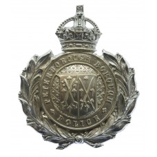 Peterborough Borough Police Wreath Helmet Plate - King's Crown