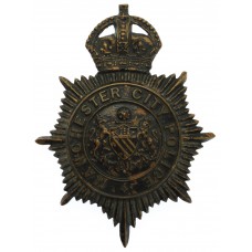 Manchester City Police Blackened Brass Night Helmet Plate - King's Crown