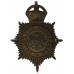 Manchester City Police Blackened Brass Night Helmet Plate - King's Crown