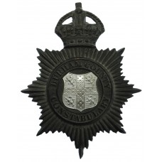 Durham County Constabulary Black Helmet Plate - King's Crown