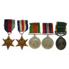 WW2 and Territorial Efficiency Medal (with Bar) Group of Five - Gnr. J.N. Delves, Royal Artillery