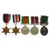 WW2 and Territorial Efficiency Medal (with Bar) Group of Five - Gnr. J.N. Delves, Royal Artillery