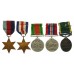 WW2 and Territorial Efficiency Medal (with Bar) Group of Five - Gnr. J.N. Delves, Royal Artillery