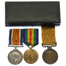 WW1 British War & Victory Medal Pair with London Fire Brigade Medal - Deck Hand W.G. Polyblank, Royal Naval Reserve