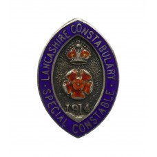 WW1 Lancashire Constabulary Special Constable  Hallmarked Silver & Enamel Lapel Badge