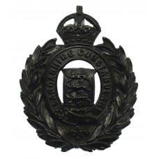 Lancashire Constabulary Black Wreath Helmet Plate - King's Crown