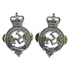 Pair of Isle of Man Constabulary Collar Badges - Queen's Crown