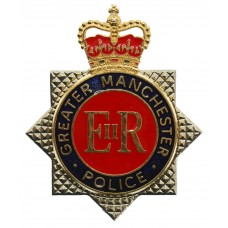 Greater Manchester Police Enamelled Star Cap Badge - Queen's Crow