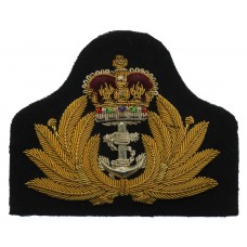 Royal Navy Officer's Bullion Cap Badge - Queen's Crown