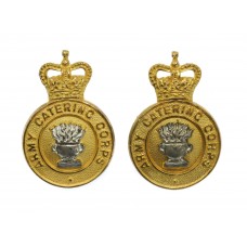 Pair of Army Catering Corps Officer's Collar Badges - Queen's Cro