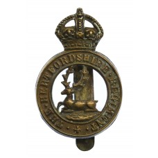 Hertfordshire Regiment Cap Badge - King's Crown