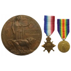 WW1 1914-15 Star, Victory Medal and Memorial Plaque - Sjt. J.R. M