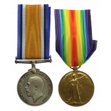 WW1 British War & Victory Medal Pair - Pte. S. Herrington, 2nd Bn. Worcestershire Regiment - K.I.A. 27/1/15 (?)