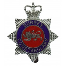 Surrey Constabulary Enamelled Star Cap Badge - Queen's Crown