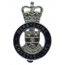 Derbyshire Constabulary Enamelled Cap Badge - Queen's Crown