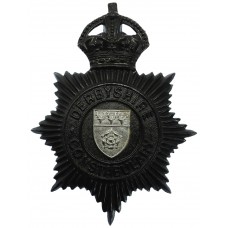 Derbyshire Constabulary Black Helmet Plate - King's Crown 
