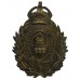 Sheffield City Police Blackened Brass Wreath Helmet Plate - King's Crown