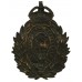 Sheffield City Police Blackened Brass Wreath Helmet Plate - King's Crown