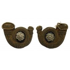 Pair of King's Own Yorkshire Light Infantry (K.O.Y.L.I.) Officer's Bullion Collar Badges