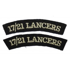 Pair of 17th/21st Lancers (17/21 LANCERS) Cloth Shoulder Titles