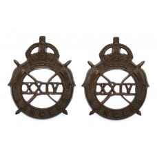 Pair of 24th Lancers Officer's Service Dress Collar Badges - King