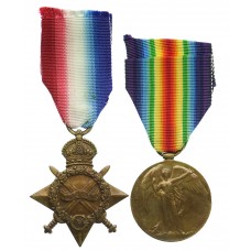 WW1 1914-15 Star & Victory Medal - Pte. W. Leonard, Lancashire Fusiliers - Wounded