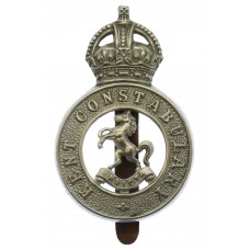 Kent Constabulary White Metal Cap Badge - King's Crown