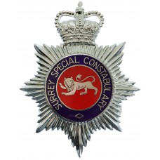 Surrey Special Constabulary Enamelled Helmet Plate - Queen's Crown