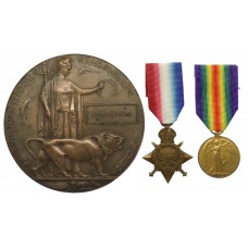 WW1 1914-15 Star, Victory Medal and Memorial Plaque - Bmbr. J. Delford, Royal Field Artillery - Died of Wounds, 25/7/16