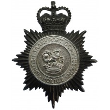 British Transport Commission Police Blackened Chrome Helmet Plate - Queen's Crown