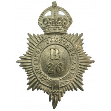 Bristol Constabulary White Metal Helmet Plate (B26) - King's Crown
