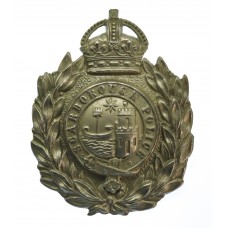 Scarborough Borough Police Wreath Helmet Plate - King's Crown