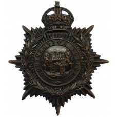 Northampton Borough Police Blackened Brass Night Helmet Plate - King's Crown