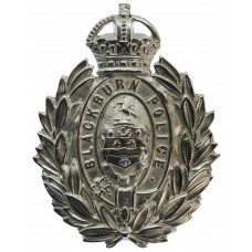 Blackburn Borough Police Chrome Wreath Helmet Plate - King's Crown