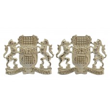 Pair of Westminster Dragoons Officer's Silvered Collar Badges