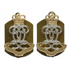 Pair of Queen's Own Hussars Anodised (Staybrite) Collar Badges