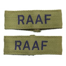 Pair of Royal Australian Air Force (RAAF) Cloth Slip On Shoulder Titles