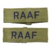 Pair of Royal Australian Air Force (RAAF) Cloth Slip On Shoulder Titles