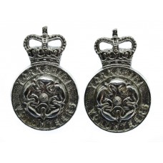 Pair of Yorkshire Volunteers Anodised (Staybrite) Collar Badges