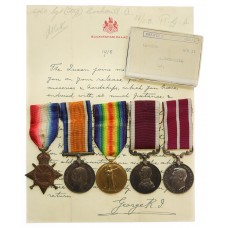 WW1 Prisoner of War MSM and Long Service Medal Group of Five with Buckingham Palace Letter - S.Sgt. A. Cockerill, Royal Artillery