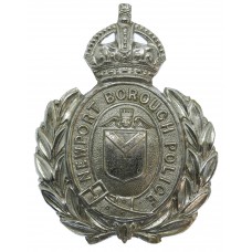 Newport Borough Police Wreath Helmet Plate - King's Crown