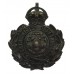 North Riding Constabulary Small Black Wreath Helmet Plate - King's Crown