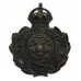 North Riding Constabulary Small Black Wreath Helmet Plate - King's Crown