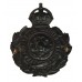 North Riding Constabulary Small Black Wreath Helmet Plate - King's Crown