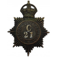 Bristol Constabulary Night Helmet Plate - King's Crown (C21)