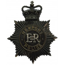 Newport Police Black Helmet Plate - Queen's Crown