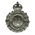 Warwickshire Constabulary Small Chrome Wreath Helmet Plate - King's Crown