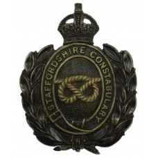 Staffordshire Constabulary Black Wreath Helmet Plate - King's Crown